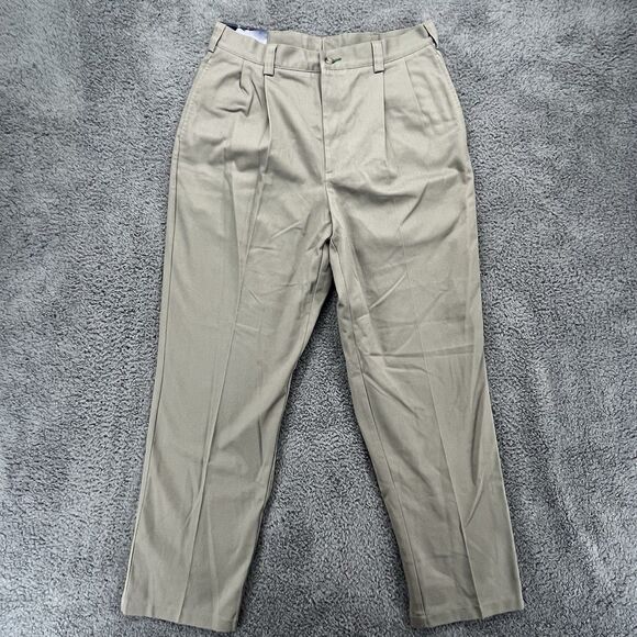Tommy Hilfiger Traveler Khakis Pants Beige Pleated Mens Size 33x32 NEW With Tags - Picture 5 of 5